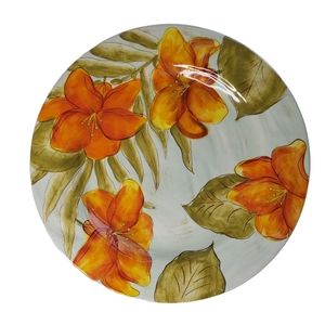 Gates Ware Orange & Green floral dinner plate 12"